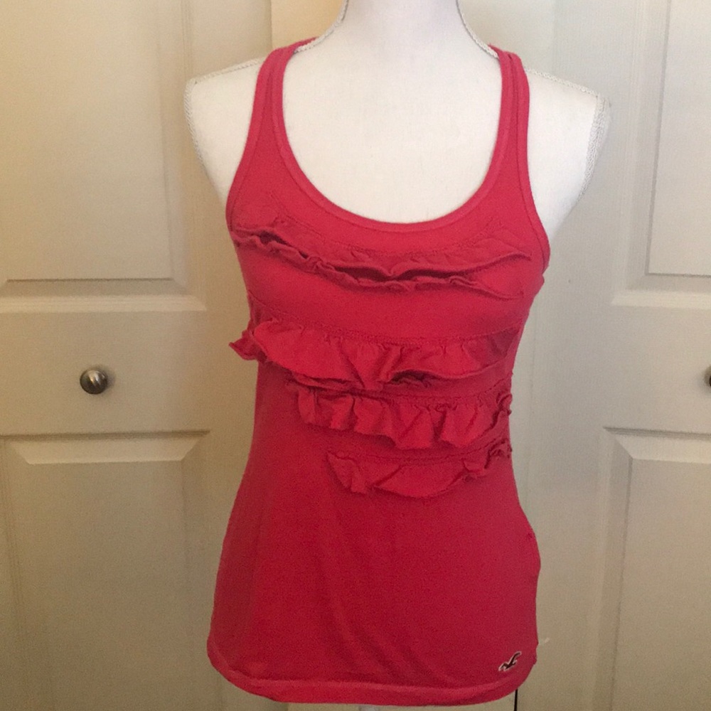 Pink ruffle tank top